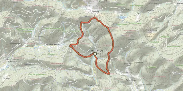The Circuit sur les Hauts de Lamadeleine track on the IGN map