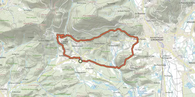 The Boucle des Auxelles track on the IGN map