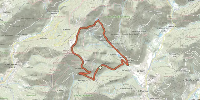 The Boucle des Belles Filles track on the IGN map