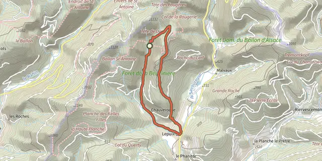 The Boucle de la Beucinière track on the IGN map