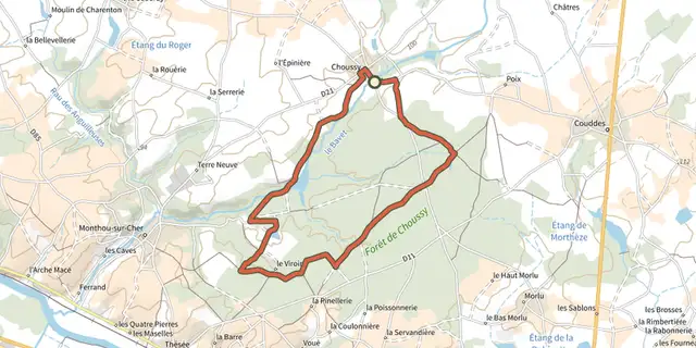 The La forêt de Choussy track on the IGN map