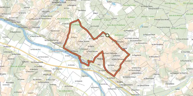 The Archéologie et viticulture track on the IGN map