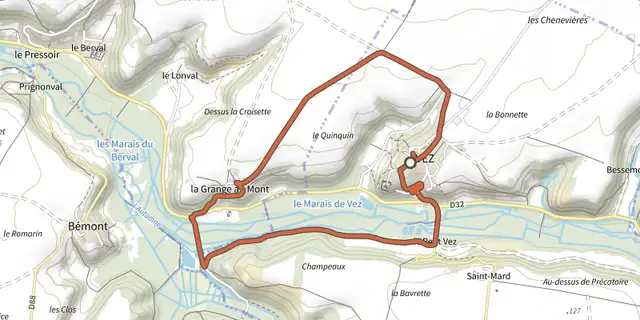 The La Haute Vallée de l'Automne track on the IGN map