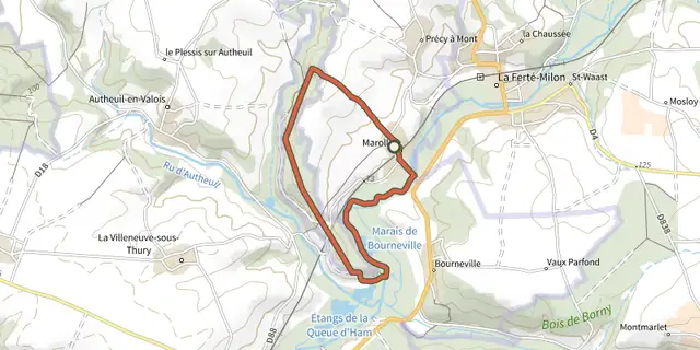 The Marais de Bourneville track on the IGN map