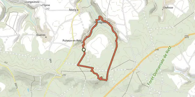 The Le Ru de Retz track on the IGN map