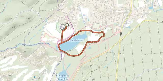 The Sentier du Marais track on the IGN map