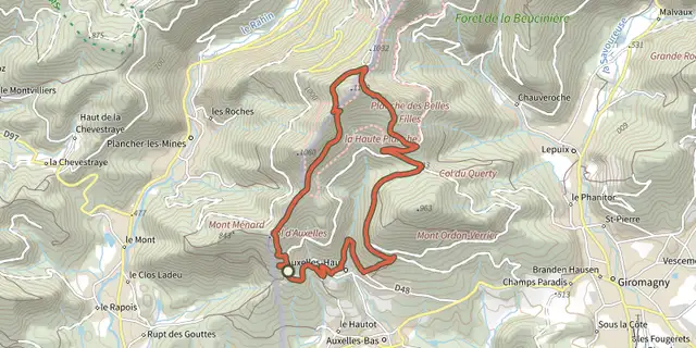 The Sentier du Souvenir track on the IGN map