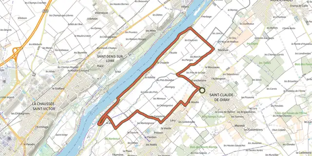 Tracé de Circuit des bords de Loire sur le Plan IGN