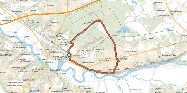 The Forêt et vignoble track on the IGN map