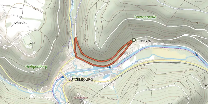 Carte du tracé de Promenade Florentine sur le Plan IGN, départ et points de passage numérotés