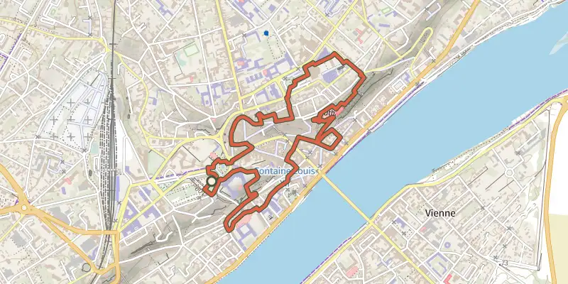 Map of the Les pas pressés track on the IGN map, with the start and numbered waypoints