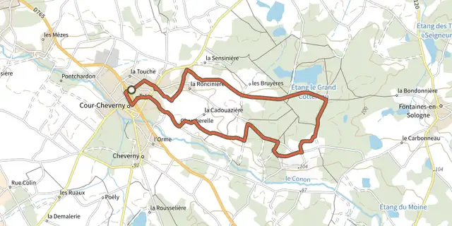 Tracé de Circuit des bruyères de Sérigny sur le Plan IGN