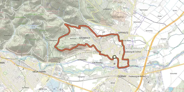 The Circuit "Les Cigognes" 11 Km track on the IGN map