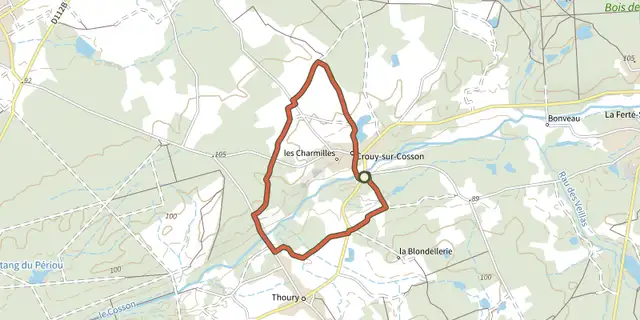 Tracé de Circuit du Mâne sur le Plan IGN