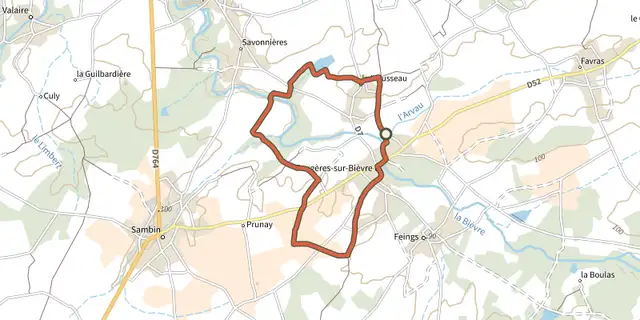 Tracé de Circuit des Archeveaux sur le Plan IGN