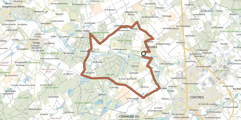 Map of the Circuit de Villedy track on the IGN map, with the start and numbered waypoints