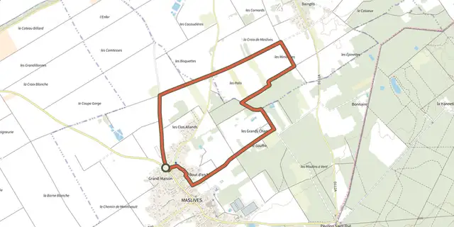 Tracé de La croix de Maslives sur le Plan IGN
