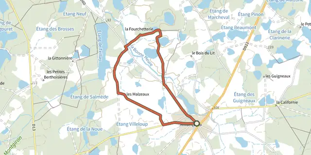 Tracé de Circuit de la Boucarderie sur le Plan IGN
