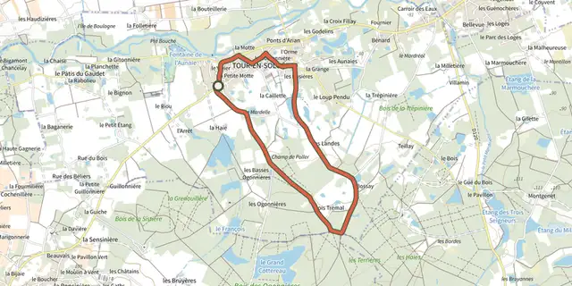 The Les Champs de Poller track on the IGN map