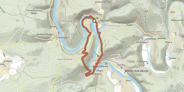 Tracé de La Boucle des Sept-Roches sur le Plan IGN