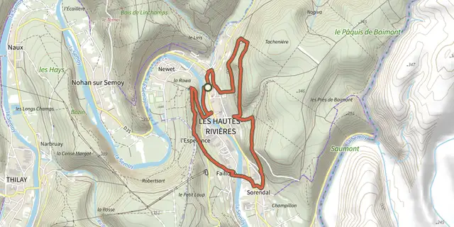 Tracé de La Croix de l'Enfer sur le Plan IGN