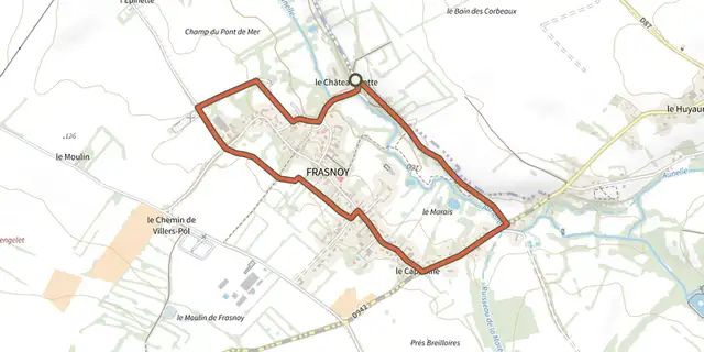 The Par les Caches à Frasnoy track on the IGN map