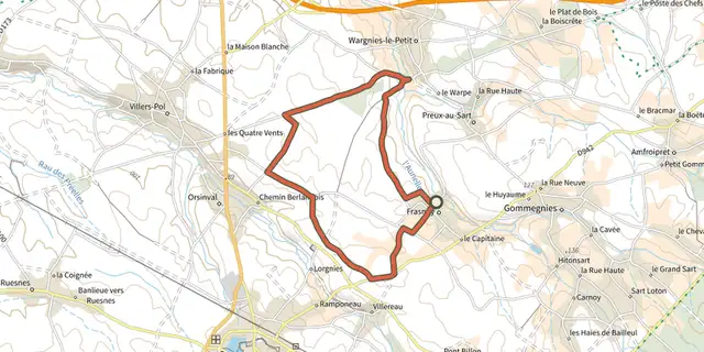 Tracé de Circuit de Saint-Ghislain sur le Plan IGN