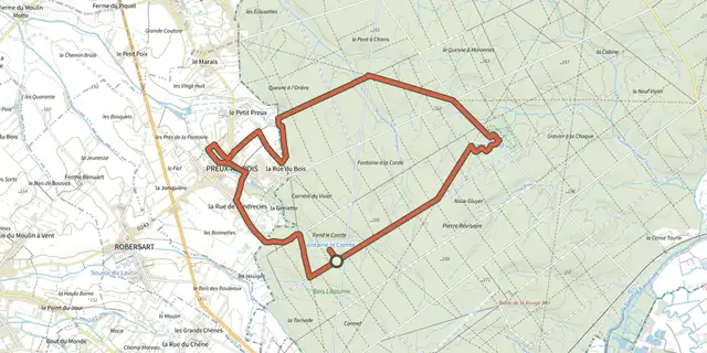 Tracé de Circuit de Preux-au-Bois sur le Plan IGN