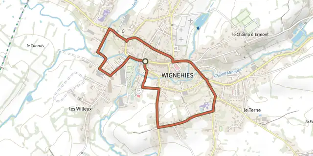 The Sentier Architecture de Wignehies track on the IGN map