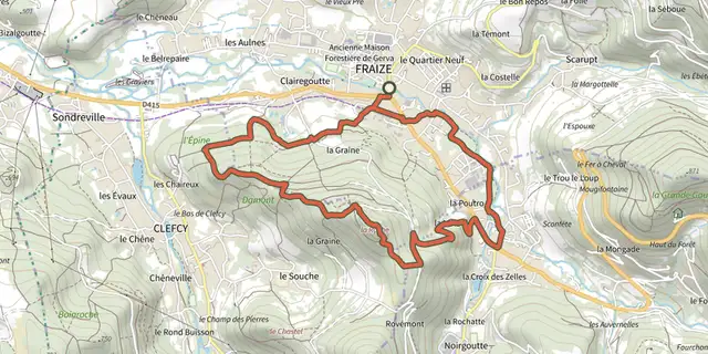 Tracé de Circuit de la Roche des Fées sur le Plan IGN