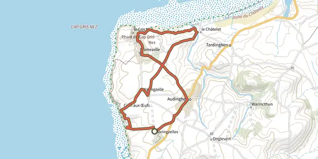 The Entre Crans et Baie track on the IGN map