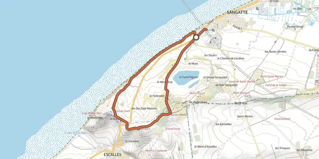 Tracé de Les Hauts de Sangatte sur le Plan IGN