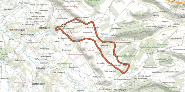 The Le Moulin de Verval track on the OpenTopoMap map