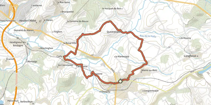 Map of the Le Hourquet track on the IGN map, with the start and numbered waypoints