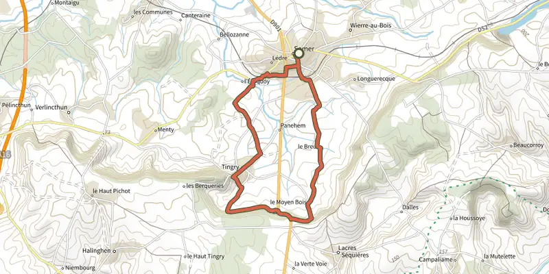 Map of the Le Chemin de Cappe track on the IGN map, with the start and numbered waypoints