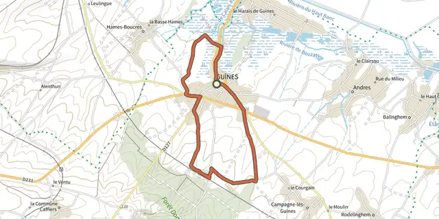 The Sentier des Deux Moulins track on the IGN map
