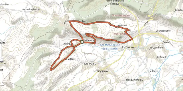 The Sentier du Ventu track on the IGN map