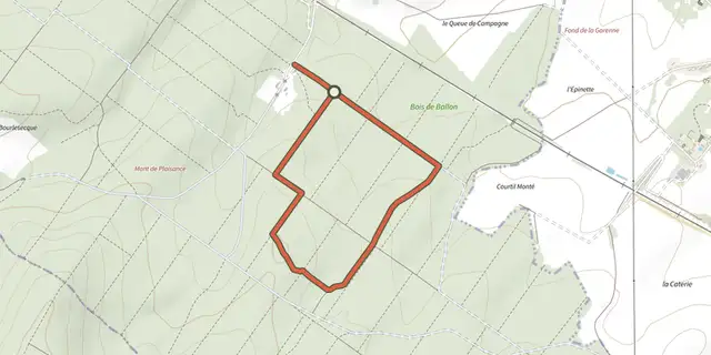 The Sentier du Bois de Ballon track on the IGN map