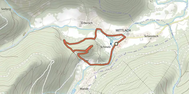 The Sentier de l'Ecureuil track on the IGN map
