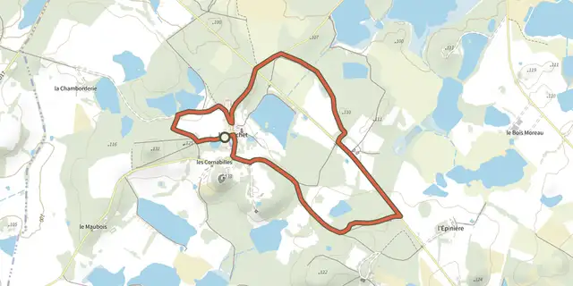 The Sur les monts Brennous track on the OpenTopoMap map