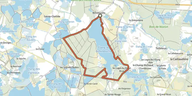 The Horizon de nénuphars track on the IGN map