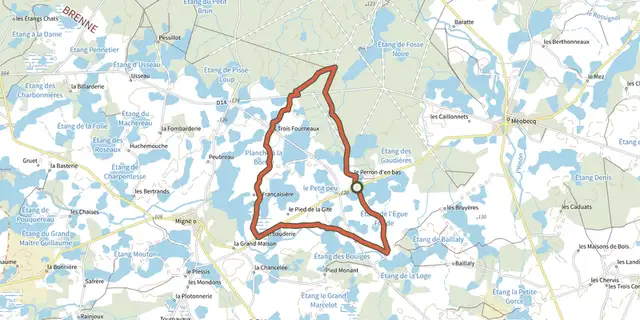 The Étangs, forêts et buttons track on the IGN map