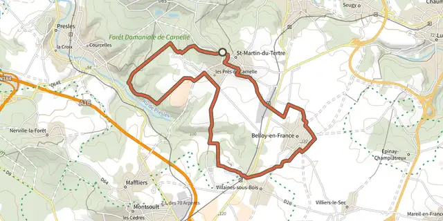 Tracé de Circuit de Belloy, Saint-Martin sur le Plan IGN