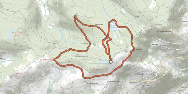 The La Pierre des 4 communes track on the IGN map