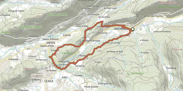 Tracé de La cascade du Bouchot sur le Plan IGN