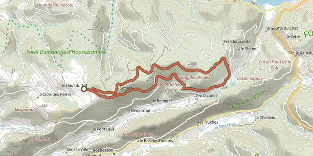 Tracé de Circuit de Neuve-Roche sur le Plan IGN