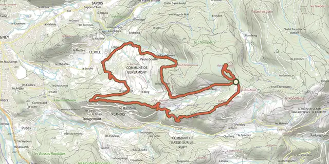The Les Plateaux track on the IGN map