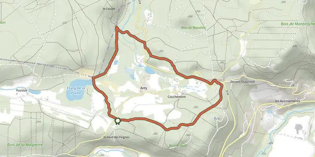 The Circulaire Étang de la Plaine-Col de Raon track on the IGN map