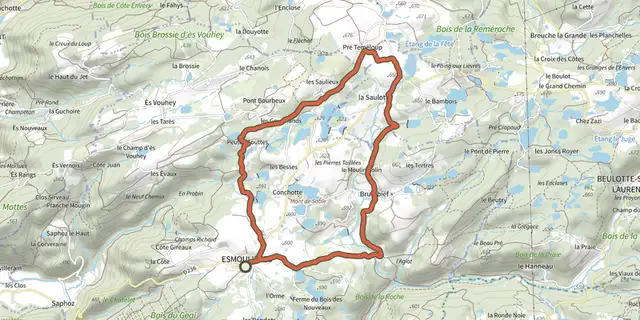 The Esmoulières track on the IGN map