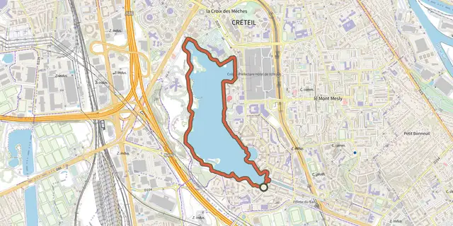 The Lac de Créteil track on the IGN map
